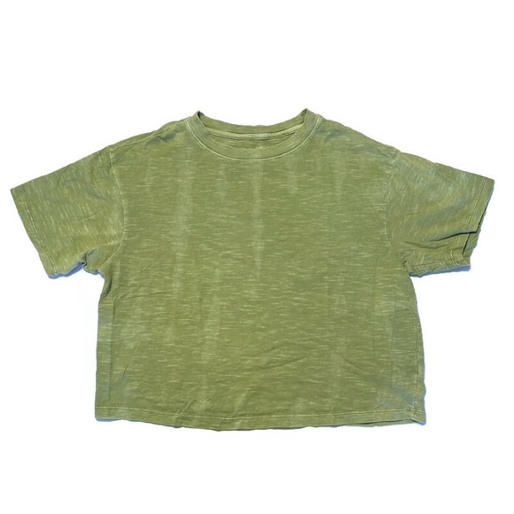 plain green reverse tie dye short sleeve tee, universal thread boxy cropped tee - Picture 1 of 7